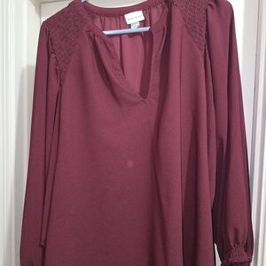 Ava & Viv Burgundy Long Sleeve Tunic Top